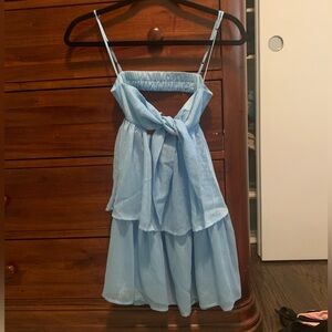 LUCY IN THE SKY blue shiny dress